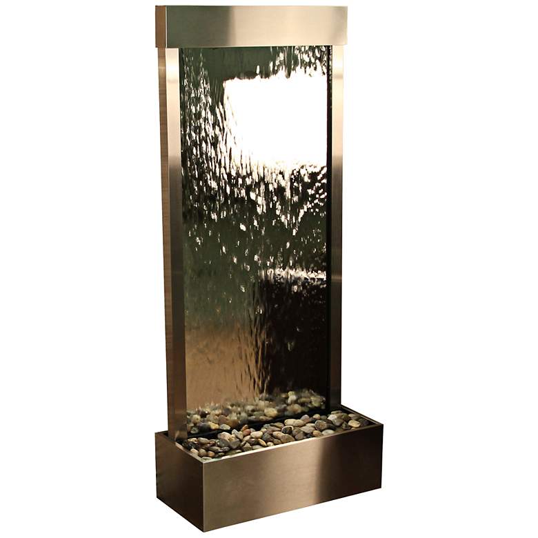 Harmony River 70&quot; High Stainless Steel Modern Fountain