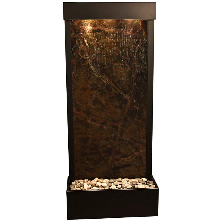 Image 1 Harmony River 70"H Black Copper Green Marble Indoor Fountain