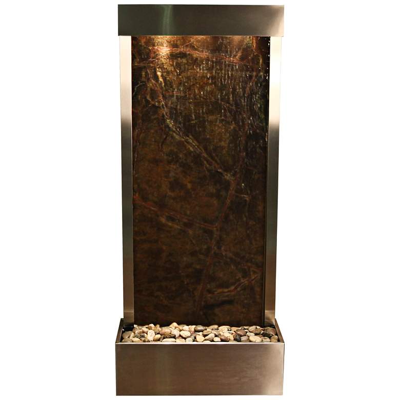 Harmony River Steel 70&quot; High Indoor Green Marble Fountain