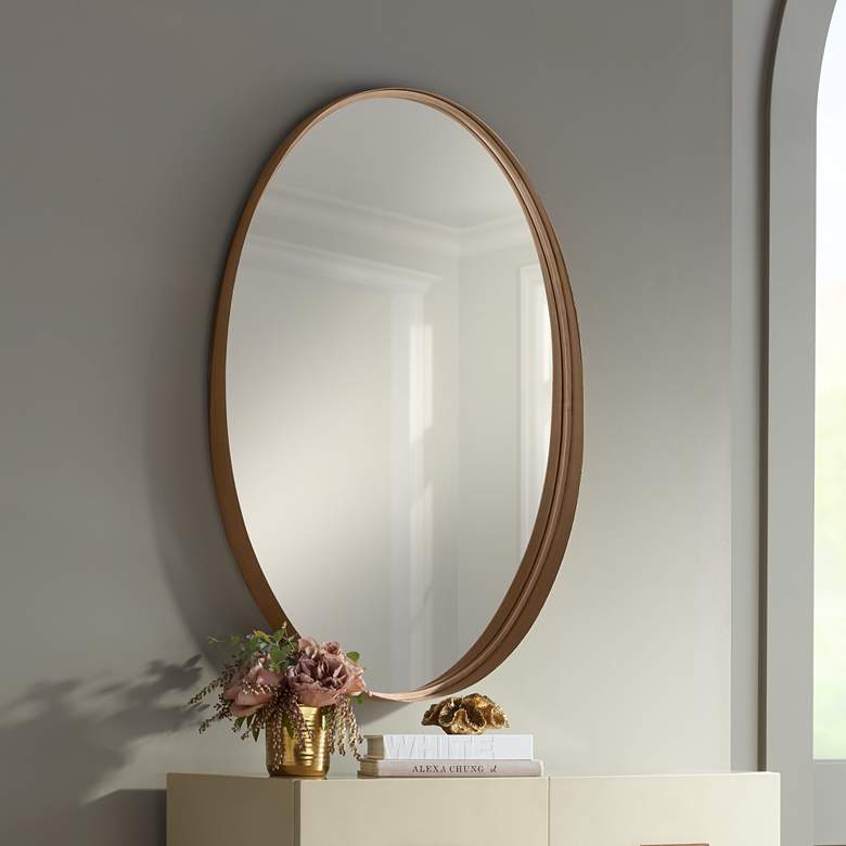 Image 1 Harnes Gold 24 1/4" x 36" Oval Wide Lip Wall Mirror
