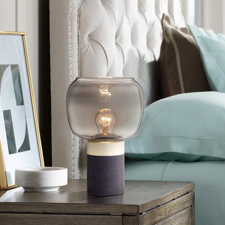 Image 1 Harold 10 1/4" High Black and Glass Accent Table Lamp
