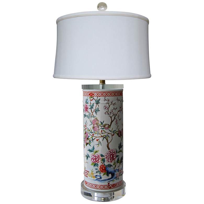 Image 1 Harold Multi-Color Rose Flower Cylindrical Vase Table Lamp