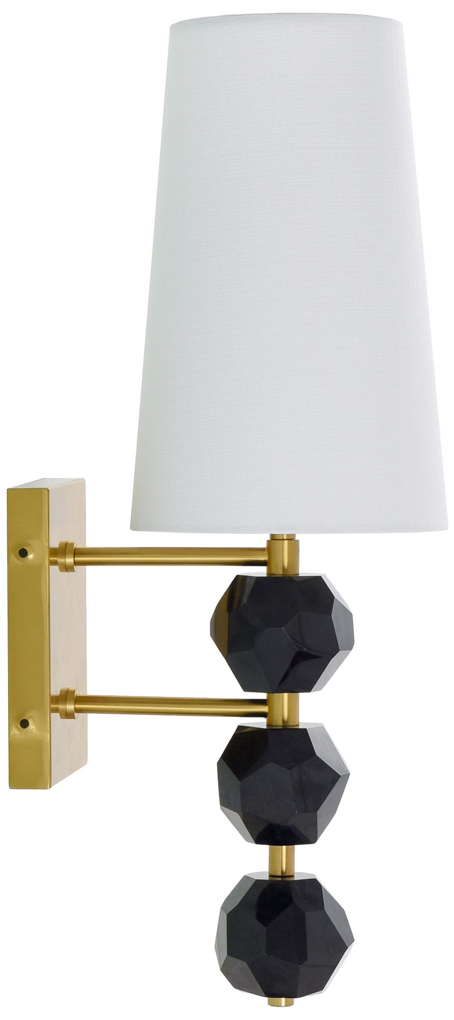 Black Brass Vanity Sconce White Shade Bathroom - #3370N | Lamps Plus
