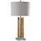 Harp and Finial 34" High Venetian Gold Metal Abstract Table Lamp