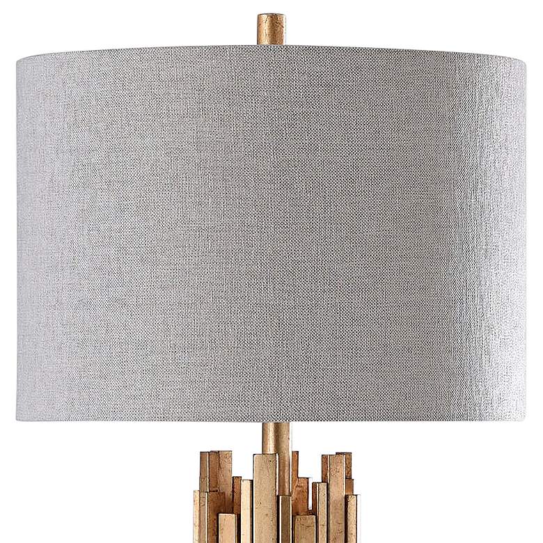 Image 3 Harp and Finial 34" High Venetian Gold Metal Abstract Table Lamp more views