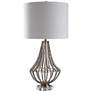 Harp and Finial Aurora Natural Wood Beads Cage Table Lamp