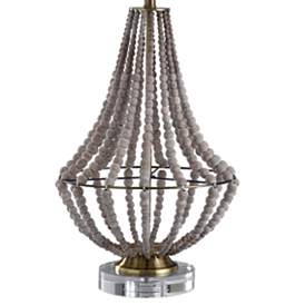 Image5 of Harp and Finial Aurora Natural Wood Beads Cage Table Lamp more views