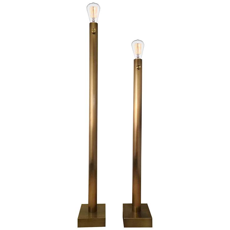 Image 1 Harp and Finial Barclay Brass Uplight Floor Lamps Set of 2