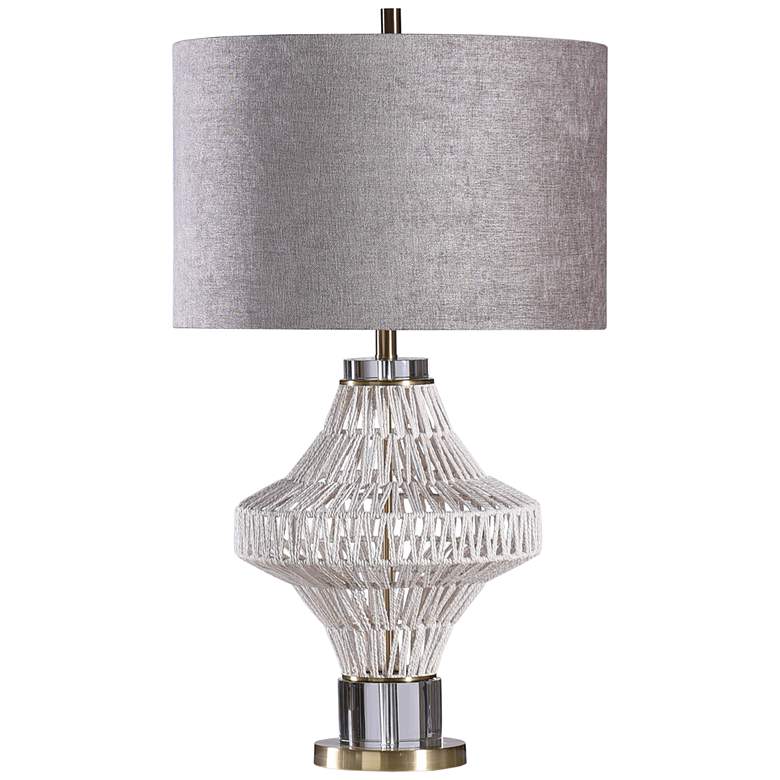 Image 2 Harp and Finial Charlotte Natural Macrame Rope Table Lamp