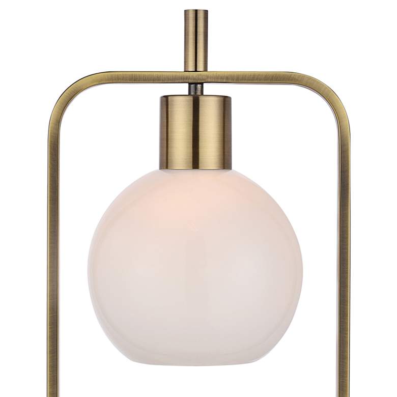 Image 3 Harp and Finial Crosby 28 1/2" High Opal and Brass Modern Lamp more views