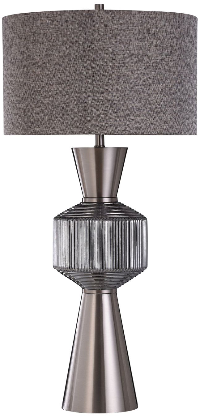 Harp and Finial Karla Steel and Silver Glass Table Lamp