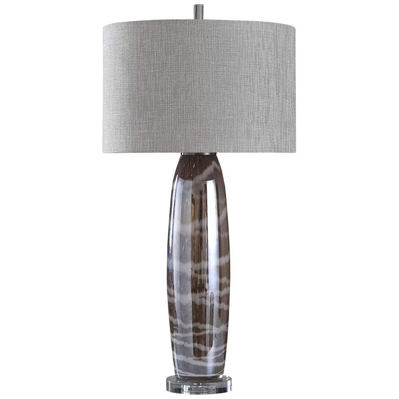 Image 1 Harp and Finial Lansing Charcoal Reverse Glass Table Lamp