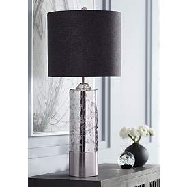 Image1 of Harp and Finial Marbella Chrome Metal and Glass Table Lamp