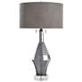 Harp and Finial Marion Faceted Gray Glass Vase Table Lamp