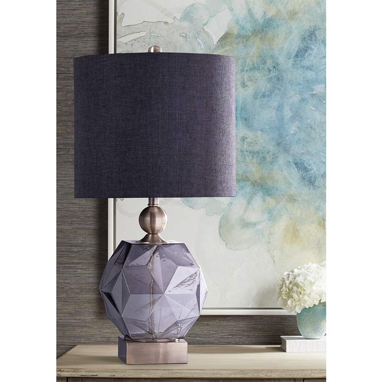 Image 1 Harp and Finial Richmond Smoked Gray Glass Table Lamp