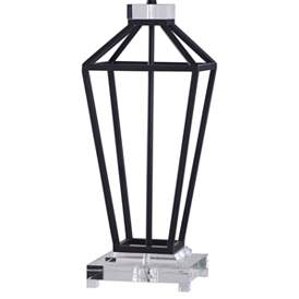 Image5 of Harp and Finial Windsor Matte Black Metal Cage Table Lamp more views