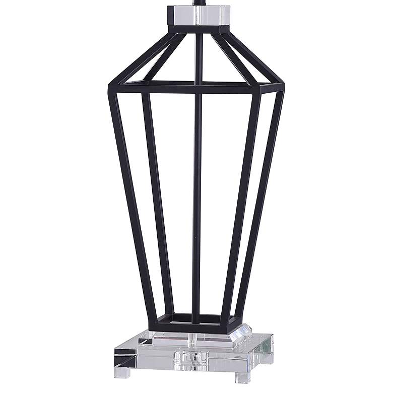 Image 5 Harp and Finial Windsor Matte Black Metal Cage Table Lamp more views