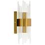 2_Harp & Finial 15.5"H Brass Wall Sconce w/ Clear Shade