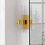 1_Harp & Finial 15.5"H Brass Wall Sconce w/ Clear Shade
