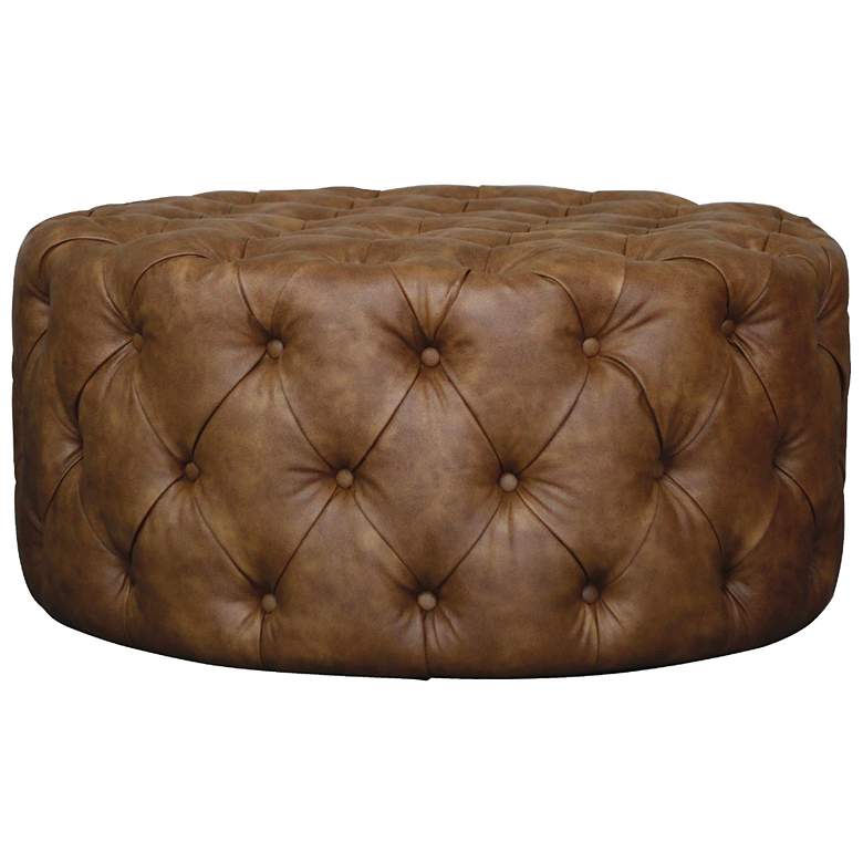 Image 1 Harp & Finial 17.25" High Chocolate Ottoman
