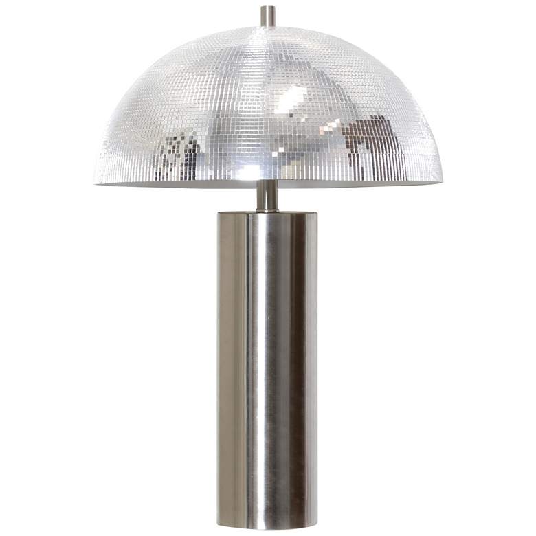 Image 1 Harp & Finial 24"H Chrome Table Lamp w/ Chrome Shade