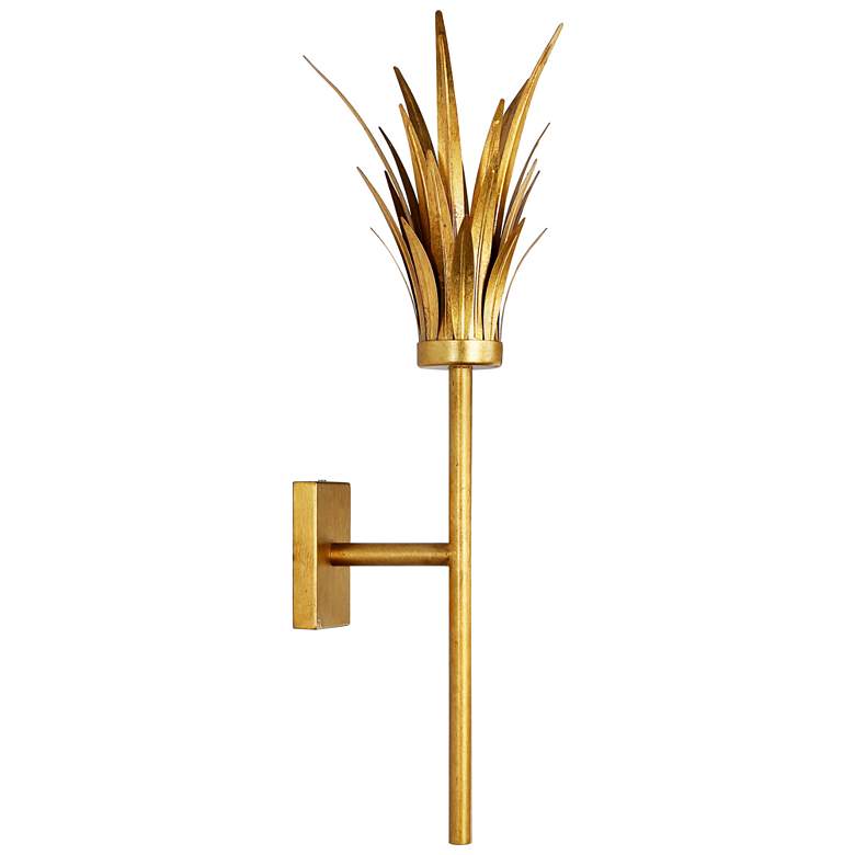 Image 1 Harp & Finial 26"H Gold Wall Sconce w/ Gold Shade