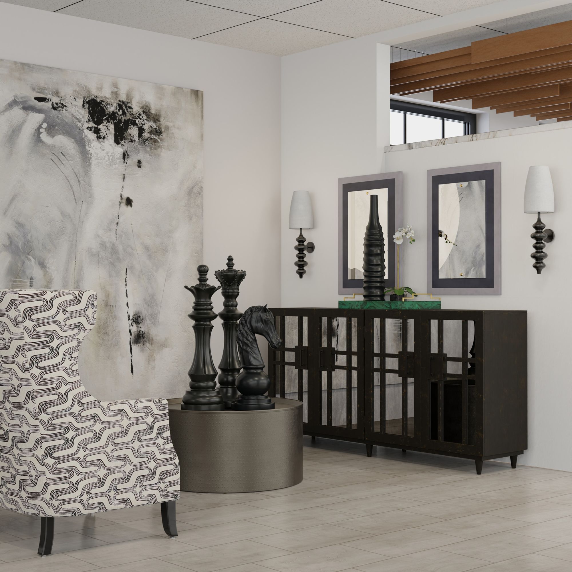 Image 4 Harp & Finial 27"H Black Wall Sconce w/ White Shade more views