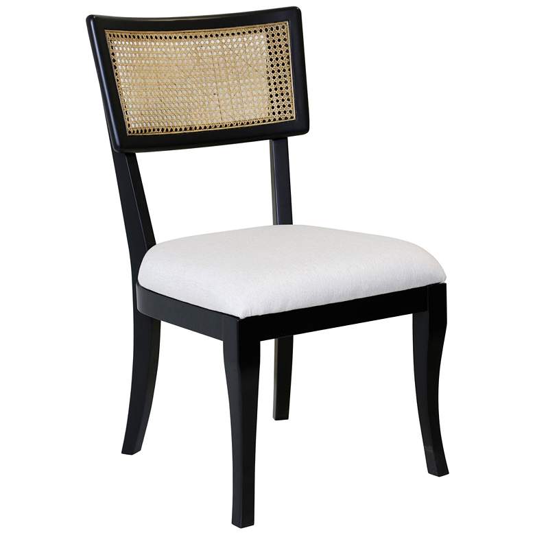 Image 1 Harp & Finial 36" High Natural Rattan Cream Black Dining Chair