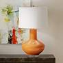 1_Harp & Finial 37.5"H Orange Table Lamp w/ White Shade