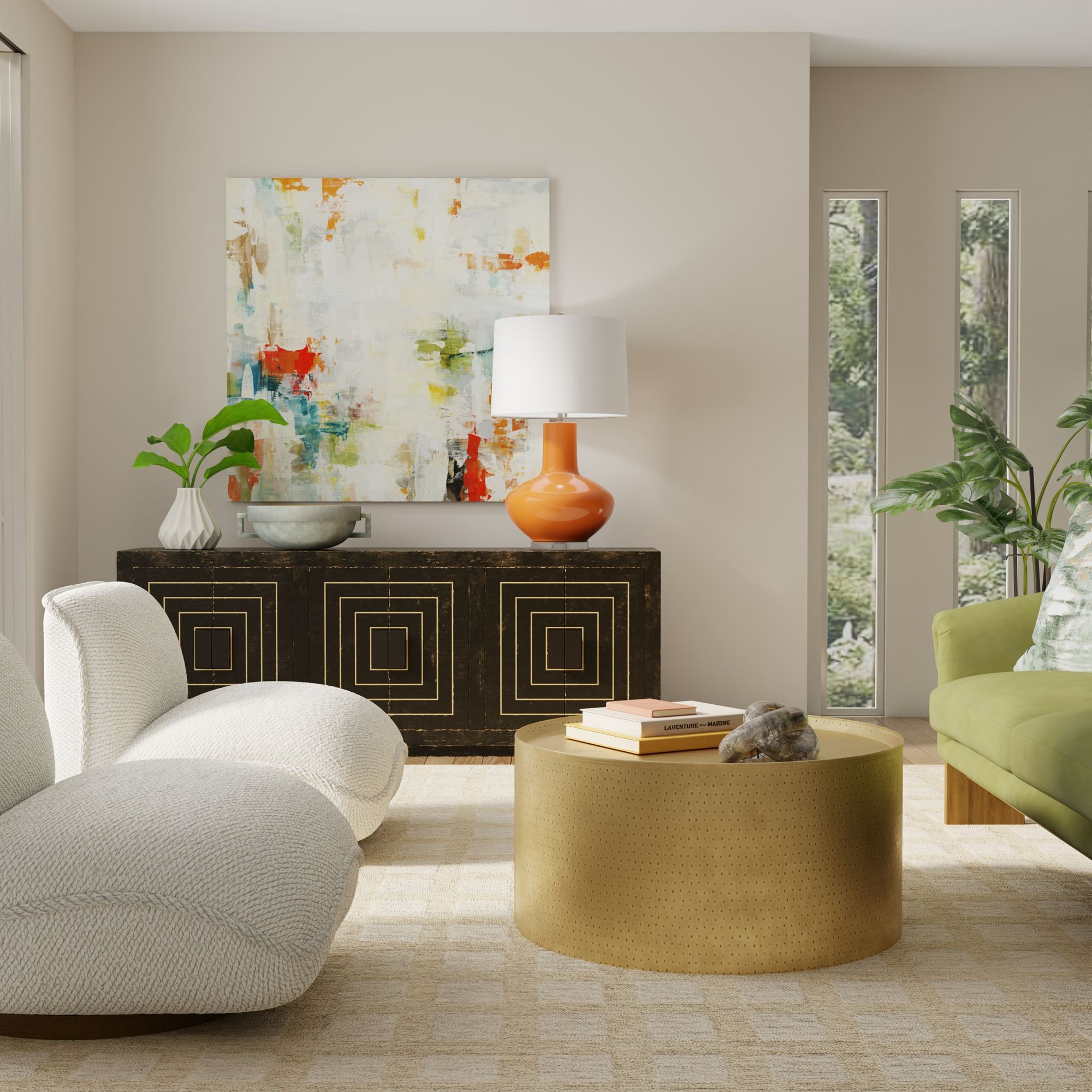 Image 3 Harp & Finial 37.5"H Orange Table Lamp w/ White Shade more views