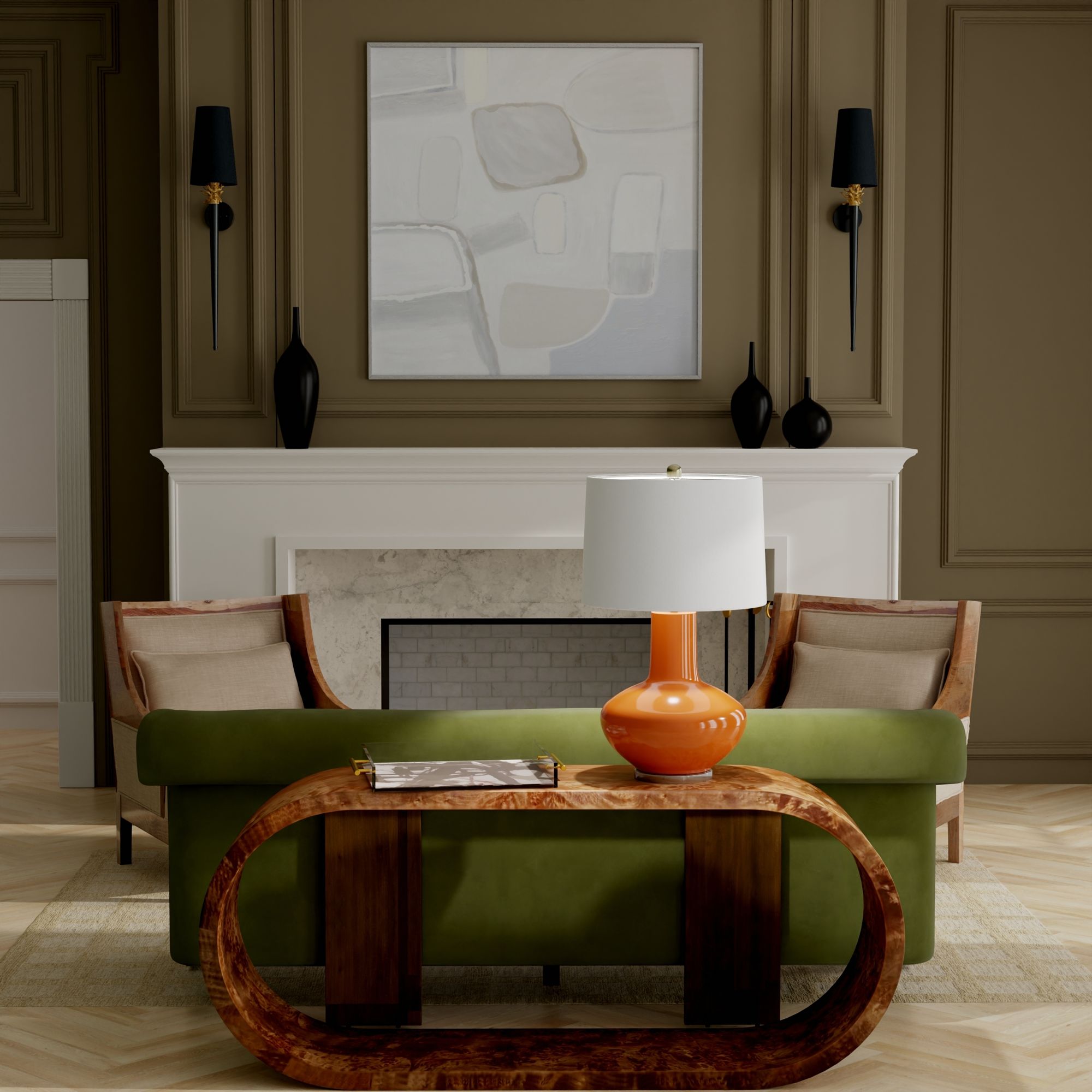 Image 4 Harp & Finial 37.5"H Orange Table Lamp w/ White Shade more views