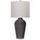 Harp & Finial 38"H Dark Brown Table Lamp w/ Oatmeal Shade