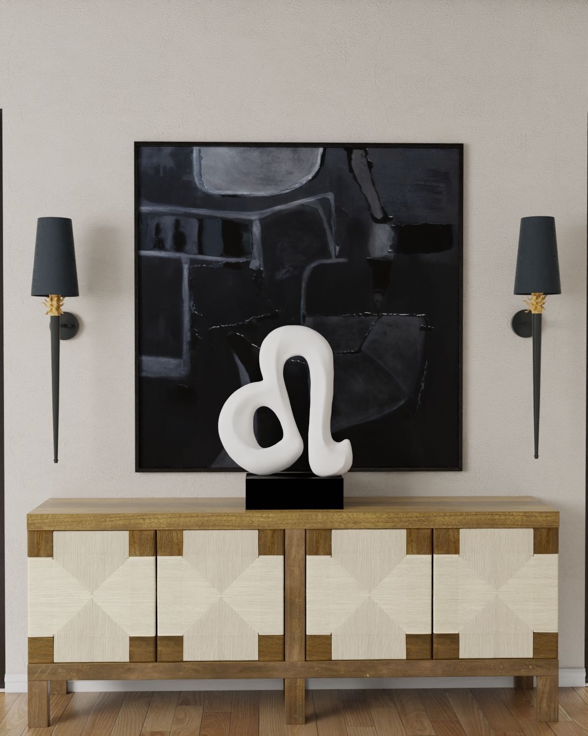 Image 2 Harp & Finial 40"H Black Gold Wall Sconce w/ White Shade more views