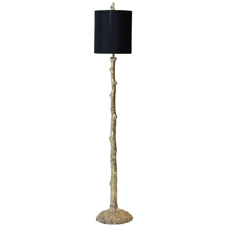 Image 1 Harp & Finial 53"H Gold Table Lamp w/ Black Shade