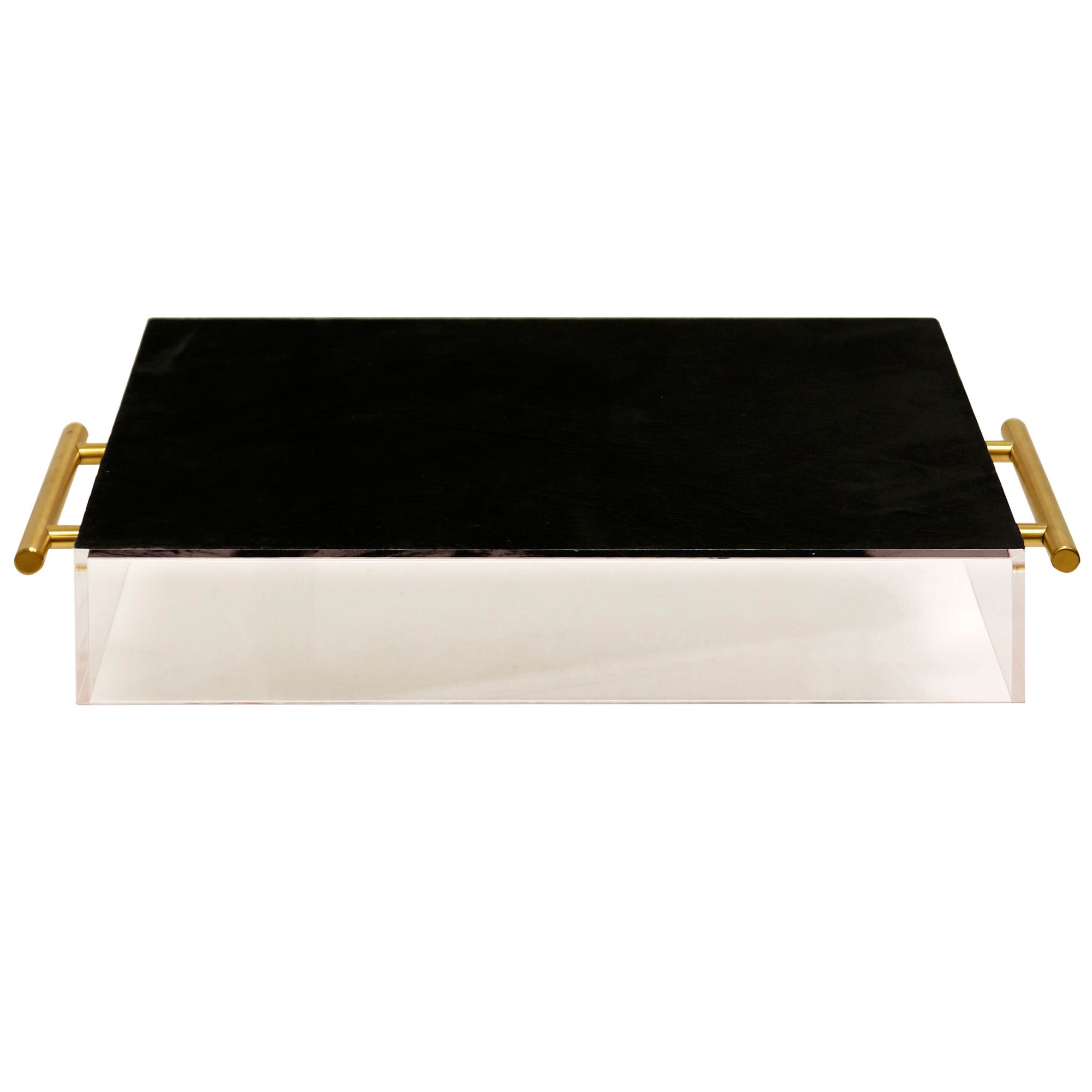 Image 3 Harp & Finial Barbarou Acrylic Tray, Large Abstract Print with Gold Handles more views