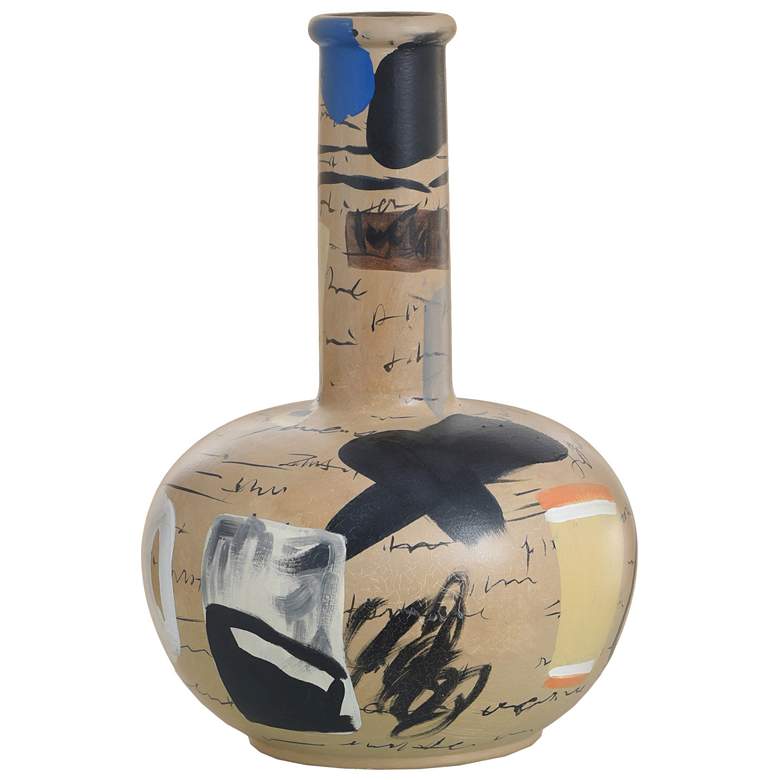 Image 1 Harp & Finial Cary Vase Beige/Blue Finish on Ceramic