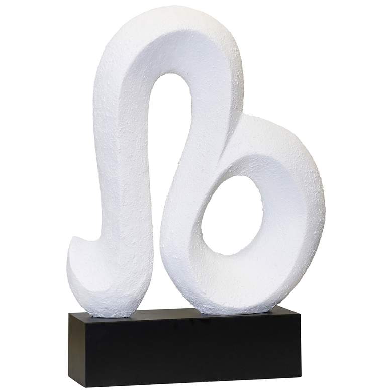 Image 1 Harp & Finial Leo Statue Matte White Resin with Matte Black Metal Base