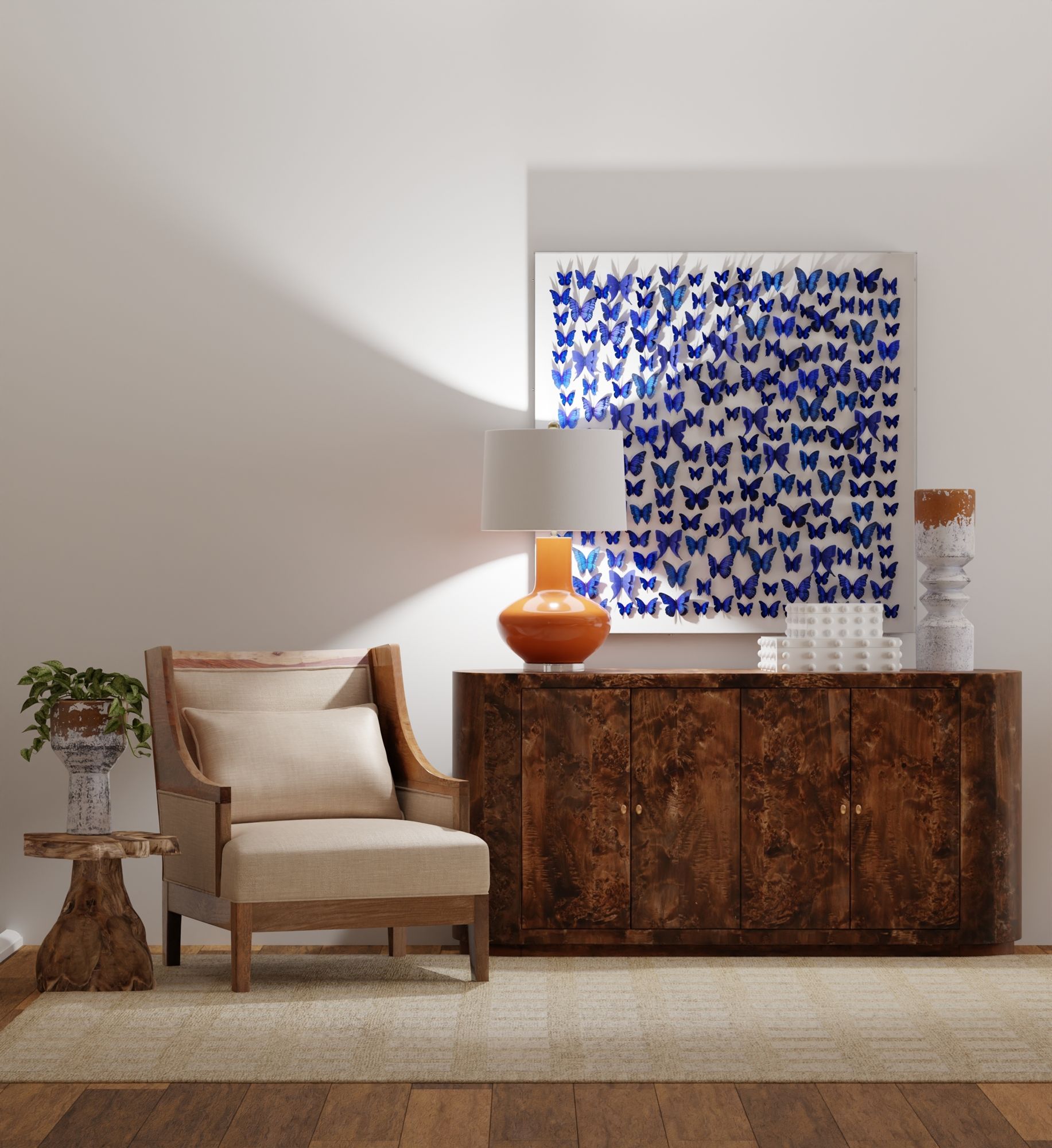 Image 4 Harp & Finial Papillon III Framed Butterfly Art PVC Acrylic Shadowbox more views