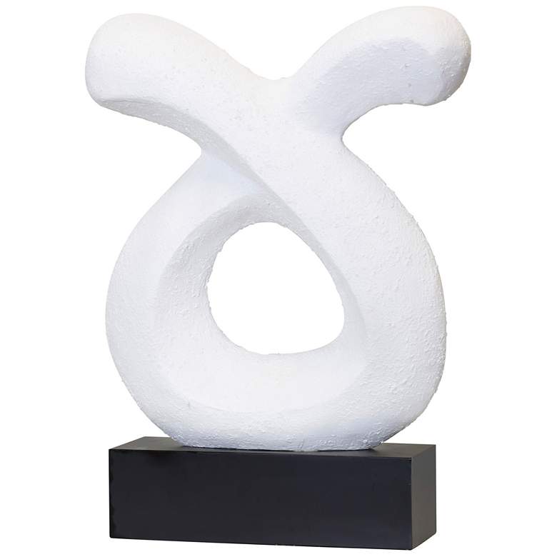 Image 1 Harp & Finial Taurus Statue Matte White Resin with Matte Black Metal Base