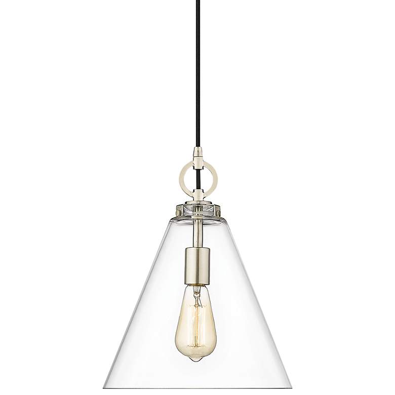 Image 1 Harper 11 1/2" Wide Brushed Nickel Cone Mini Pendant