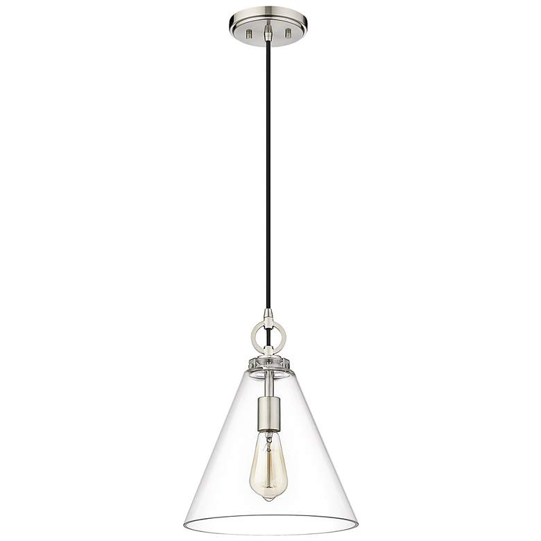 Image 3 Harper 11 1/2" Wide Brushed Nickel Cone Mini Pendant more views