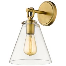 Harper 12 1/4" High Rubbed Brass Wall Sconce