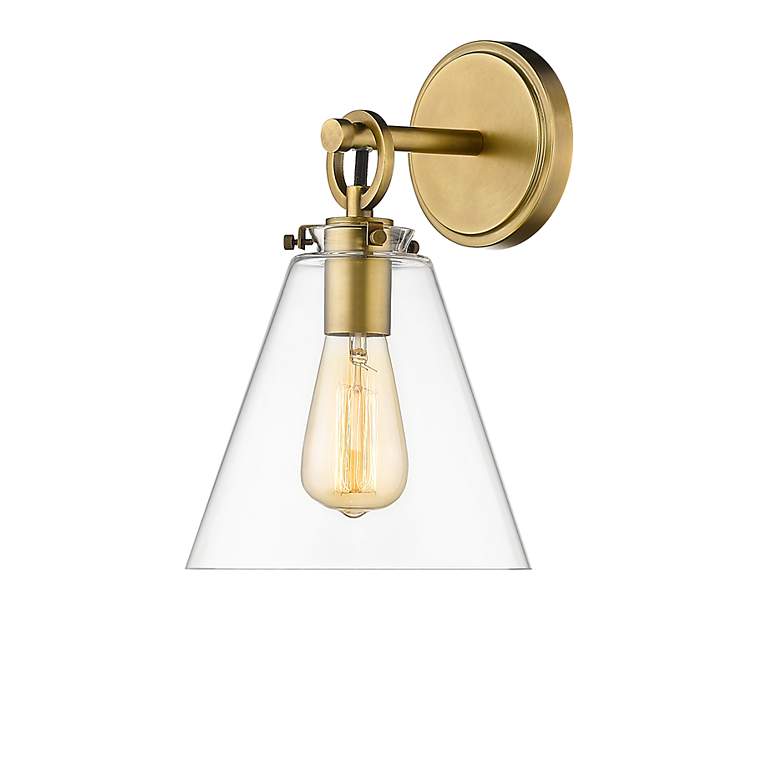 Image 3 Harper 12 1/4" High Rubbed Brass Wall Sconce more views