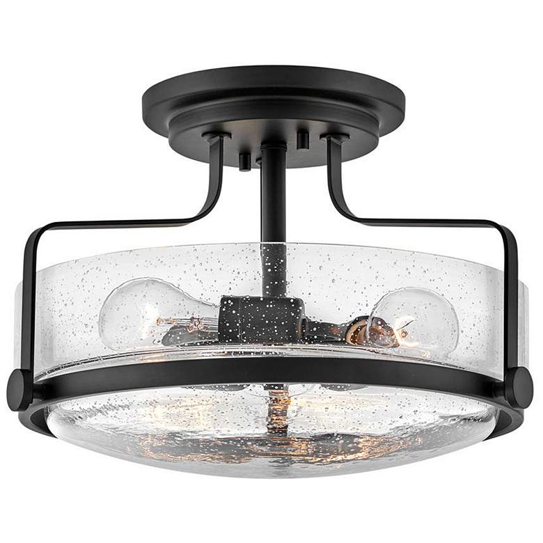 Image 1 Harper 14 1/2"W Black Ceiling Light with Clear Glass Shade