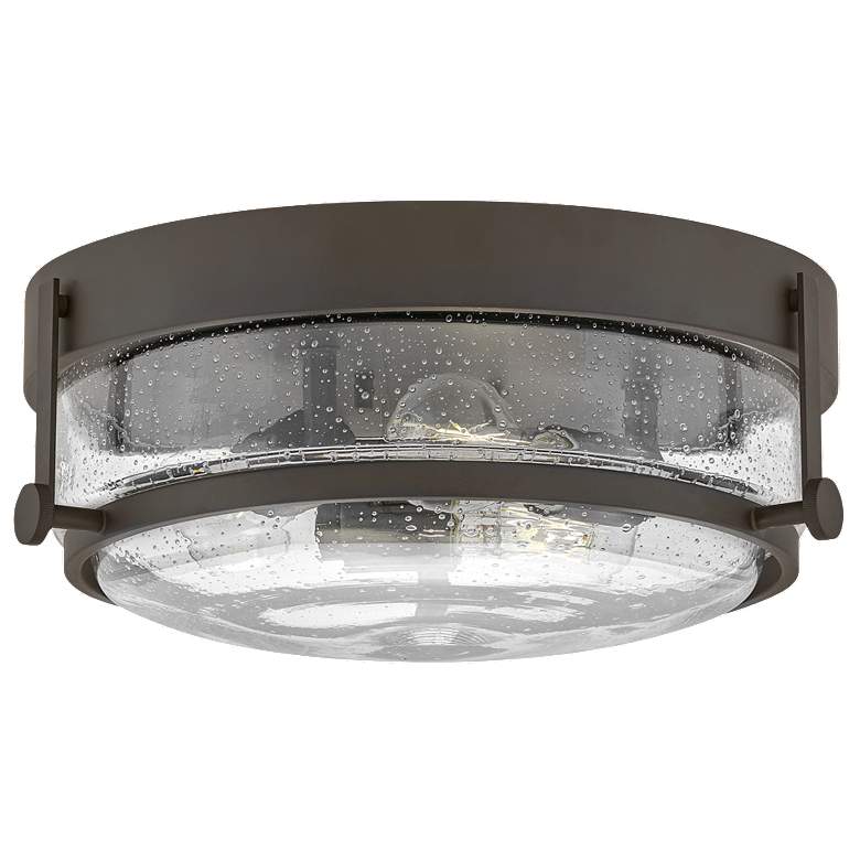 Harper 15.8&quot; Wide Bronze and Seeded Glass Ceiling Light by Hinkley