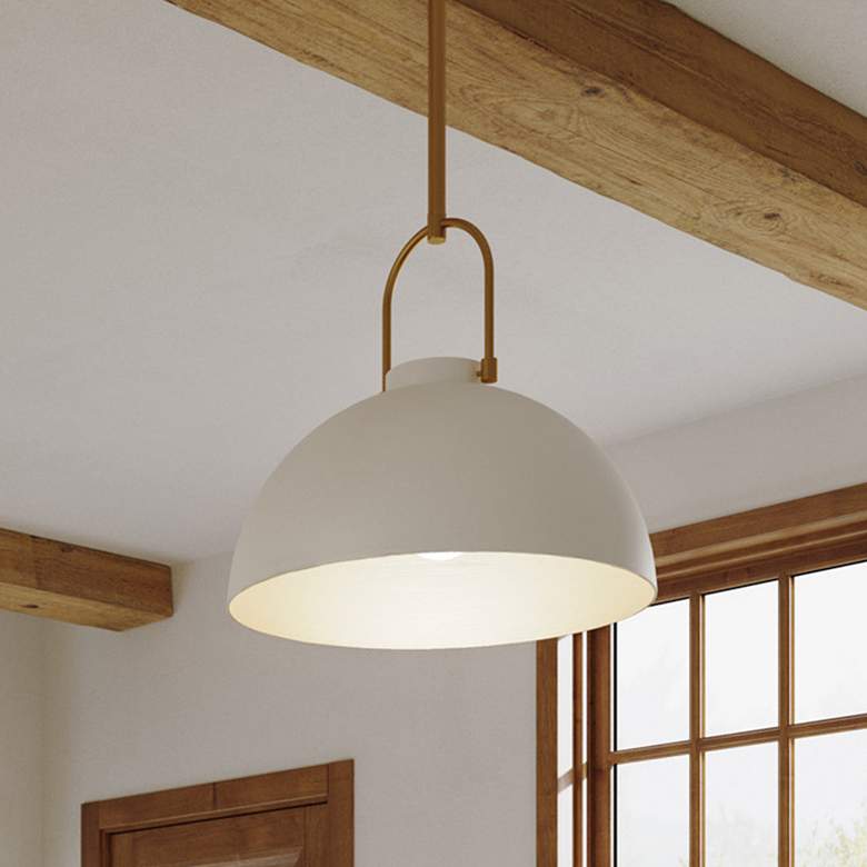 Image 1 Harper 15 3/4" Wide Aged Gold and White Pendant Light