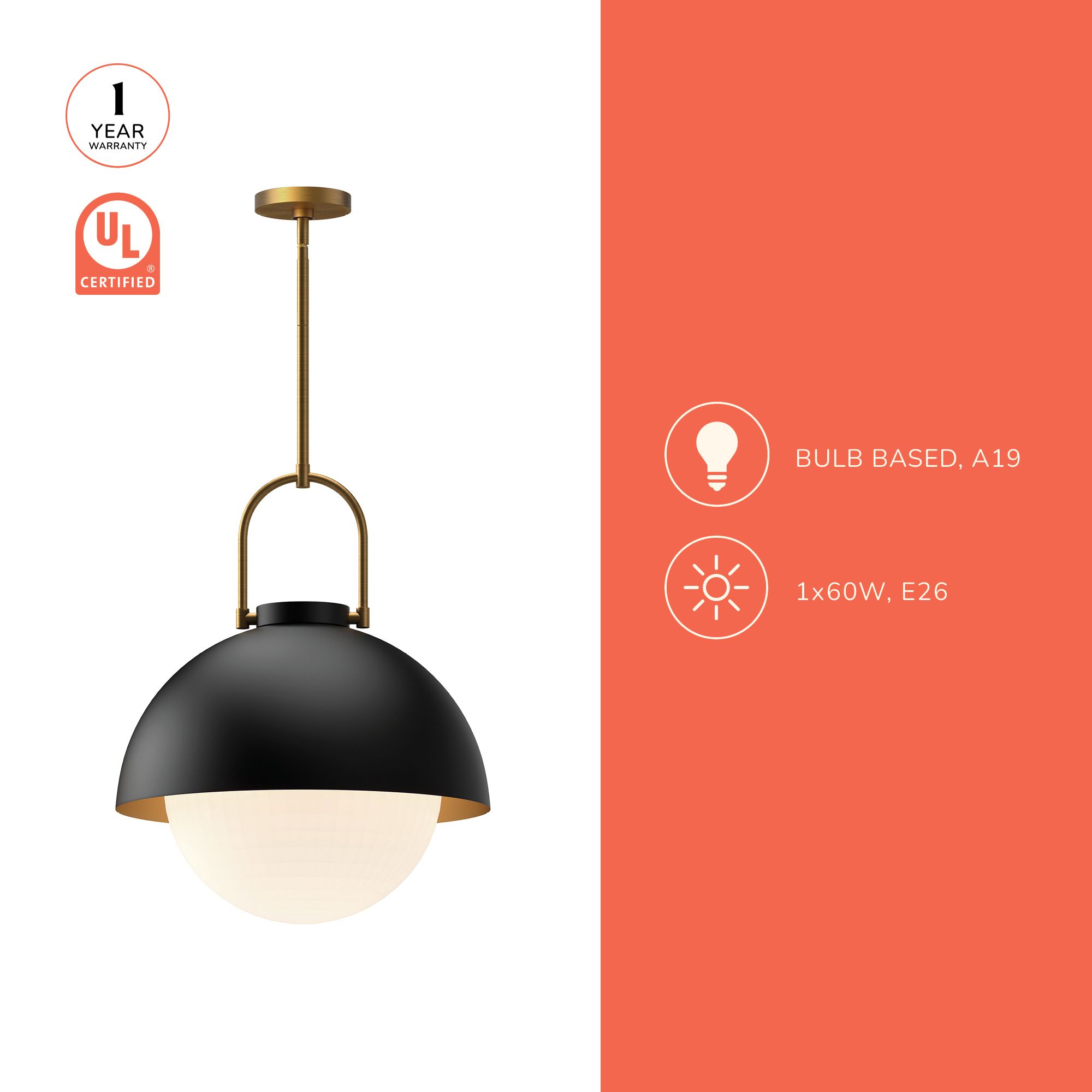 Harper 15 3/4" Wide Aged Gold with Matte Black Pendant Light