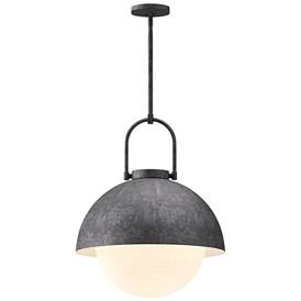 Image1 of Harper 15 3/4" Wide Steel Shade wit Opal Glass Pendant Light