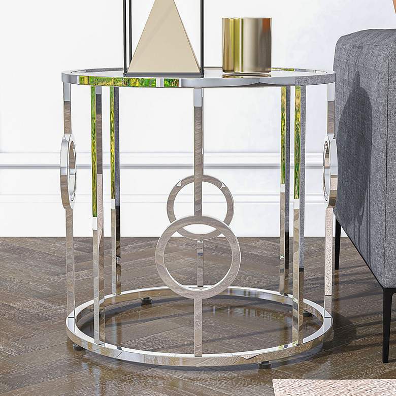 Image 1 Harper 23" Wide Chrome Steel Round End Table
