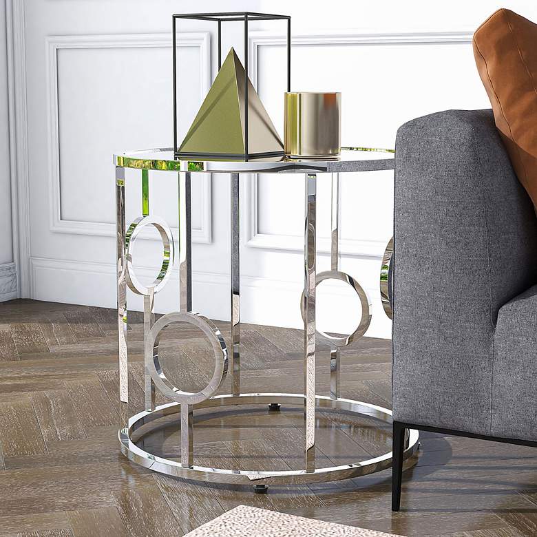 Image 6 Harper 23" Wide Chrome Steel Round End Table more views